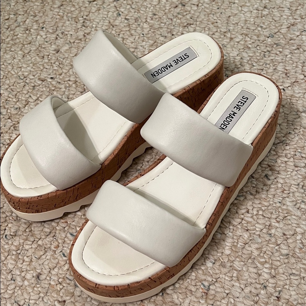 Steve Madden Cream Platform Sandals